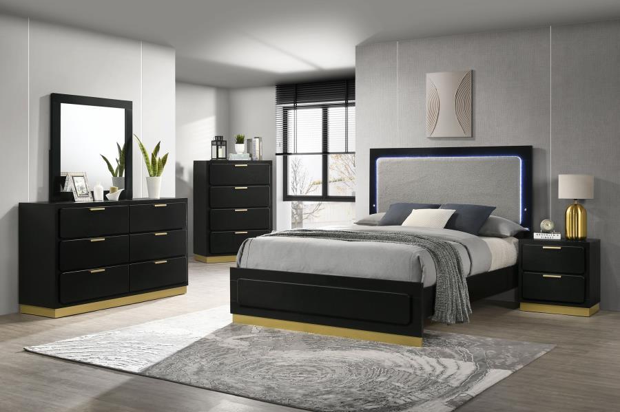 Caraway - Bedroom Set Black 5 Pc. Bed, Dresser, Mirror, Chest, Nightstand Queen by Coaster Fine Furniture | Bel Furniture