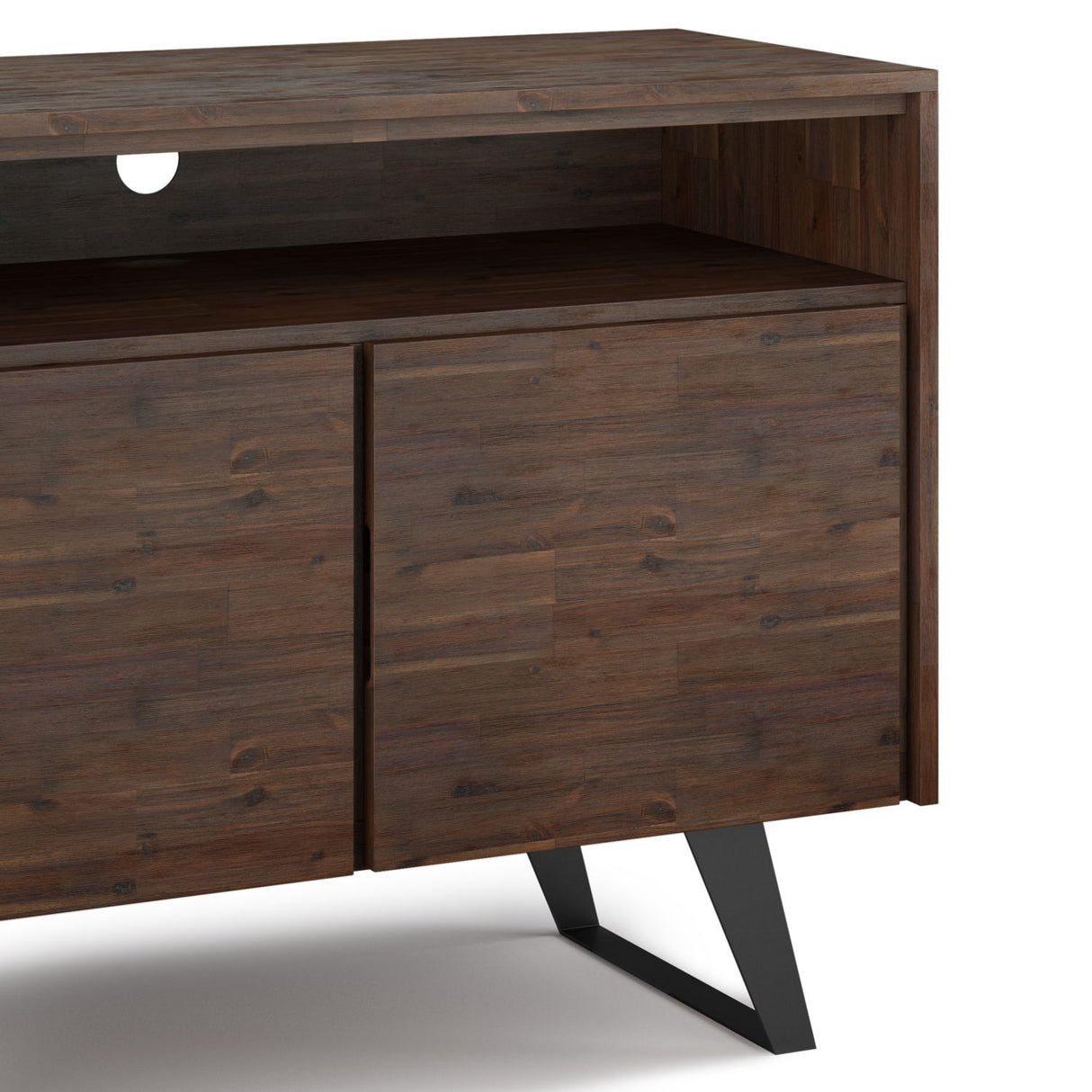 Lowry - Handcrafted TV Media Stand - Distressed Charcoal Brown by Simpli-Home | Bel Furniture