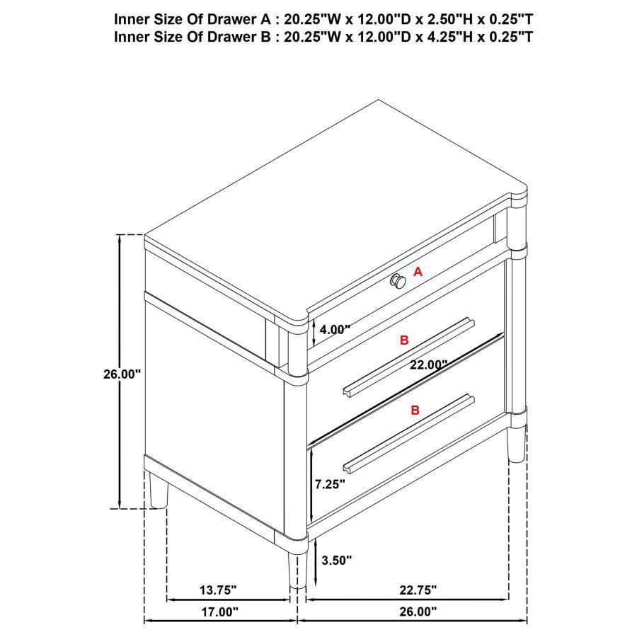 Gracemont - 3-Drawer Bedroom Nightstand Bedside Table - White