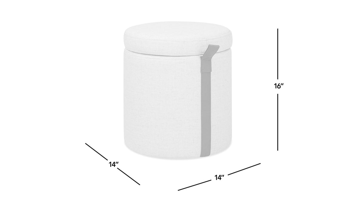 Brandy - Round Upholstered Storage Ottoman With Leather Accent by Jennifer Taylor Home | Bel Furniture