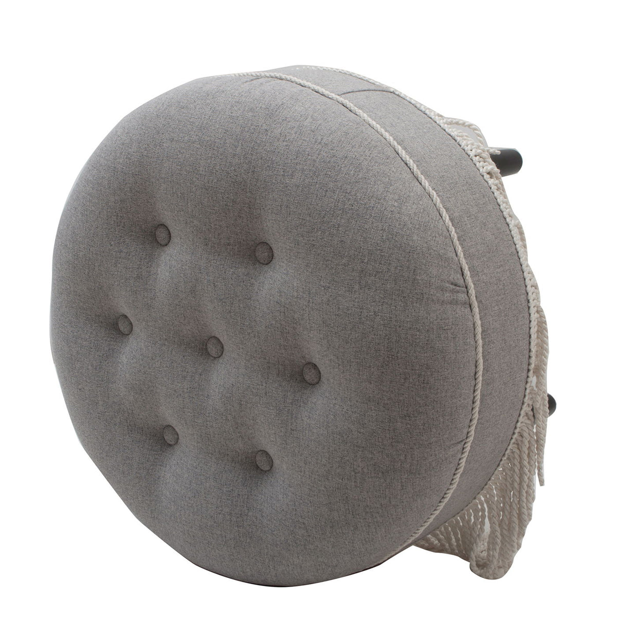 Yolanda - Round Upholstered Accent Ottoman - Gray