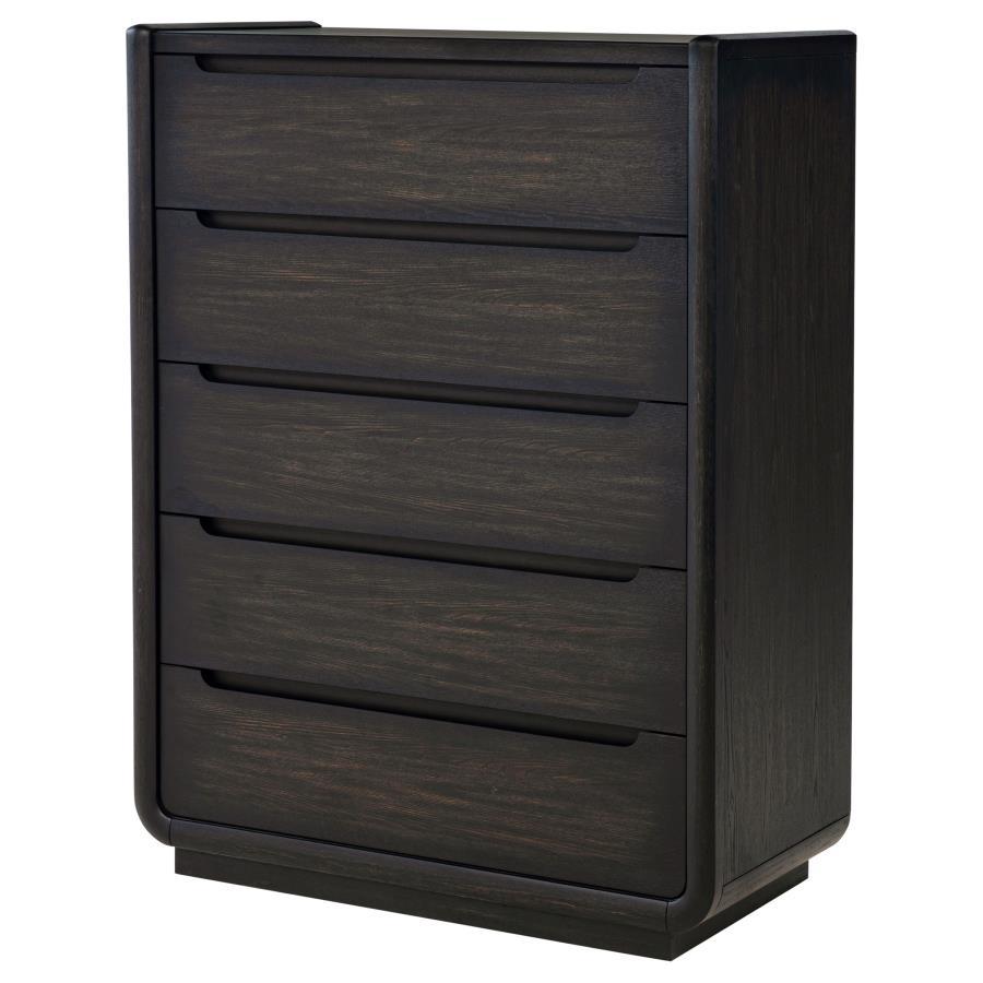 Leandro - 5-Drawer Bedroom Chest Of Drawers - Burnished Black