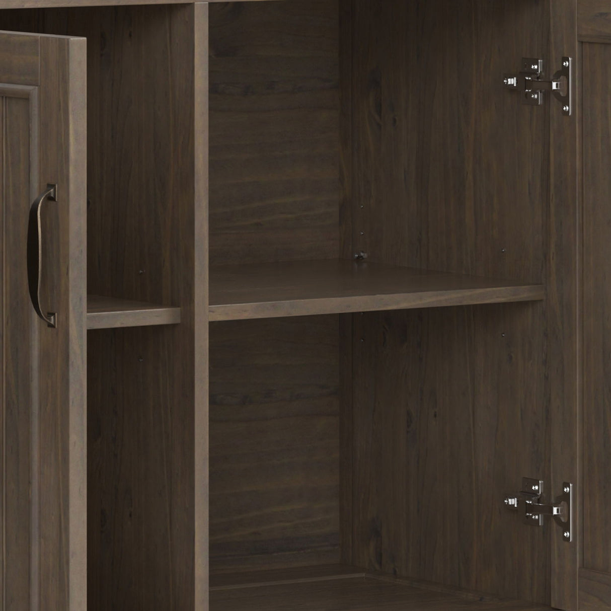 Lev - Wide Storage Cabinet - Smoky Brown by Simpli-Home | Bel Furniture