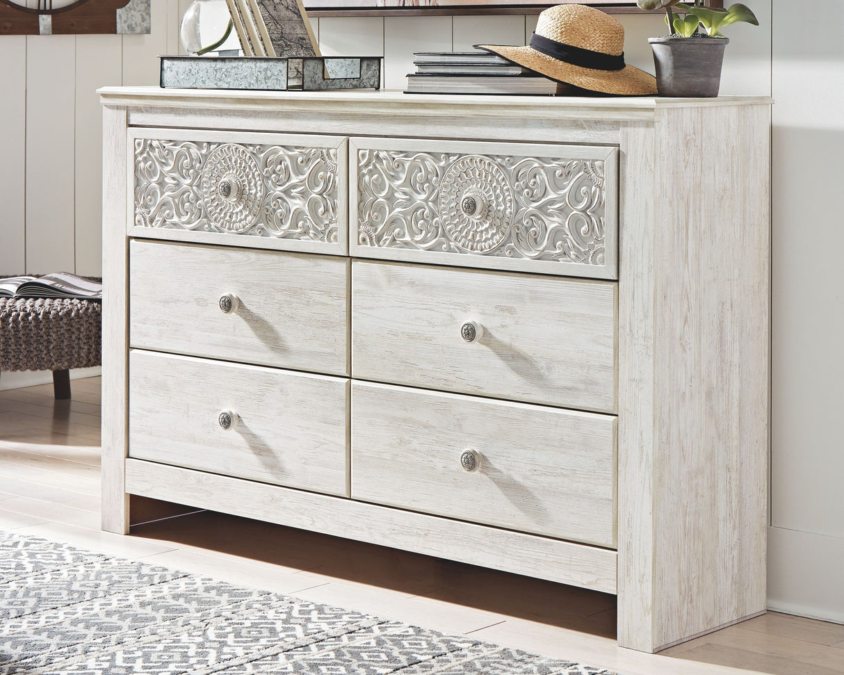 Paxberry - Whitewash - Dresser, Mirror - Medallion Drawer Pulls by Signature Design by Ashley® | Bel Furniture