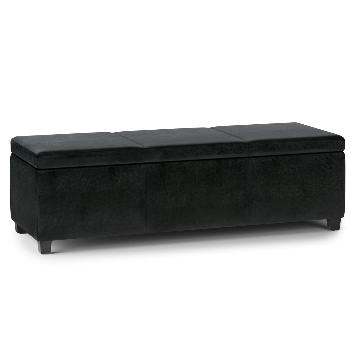 Avalon - Multifunctional Storage Ottoman Bench Black 53.9"W x 18.1"D x 16.5"H Faux Leather by Simpli-Home | Bel Furniture