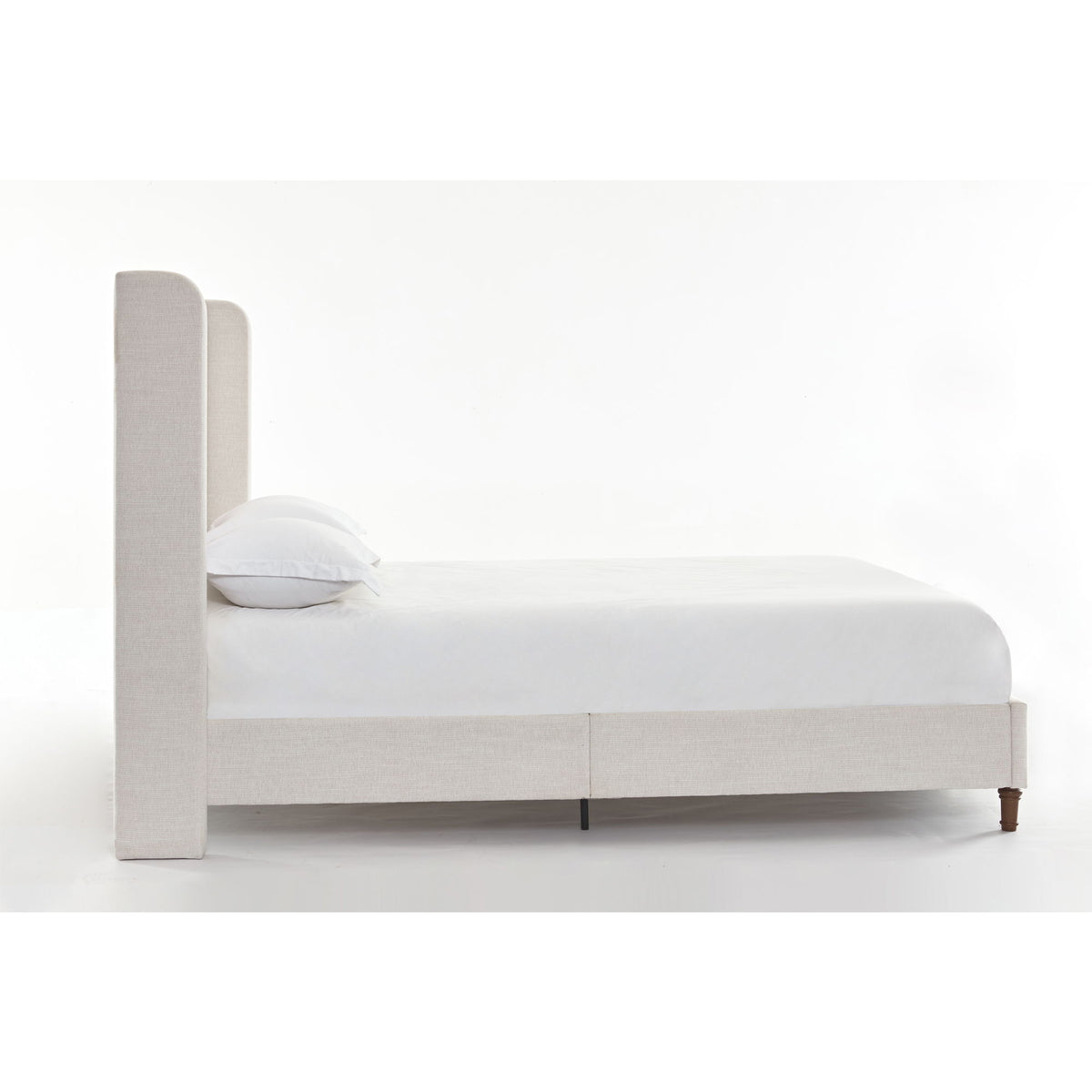 Hayden - King Size Upholstered Wingback Bed With And Tall 54" Headboard - Ivory