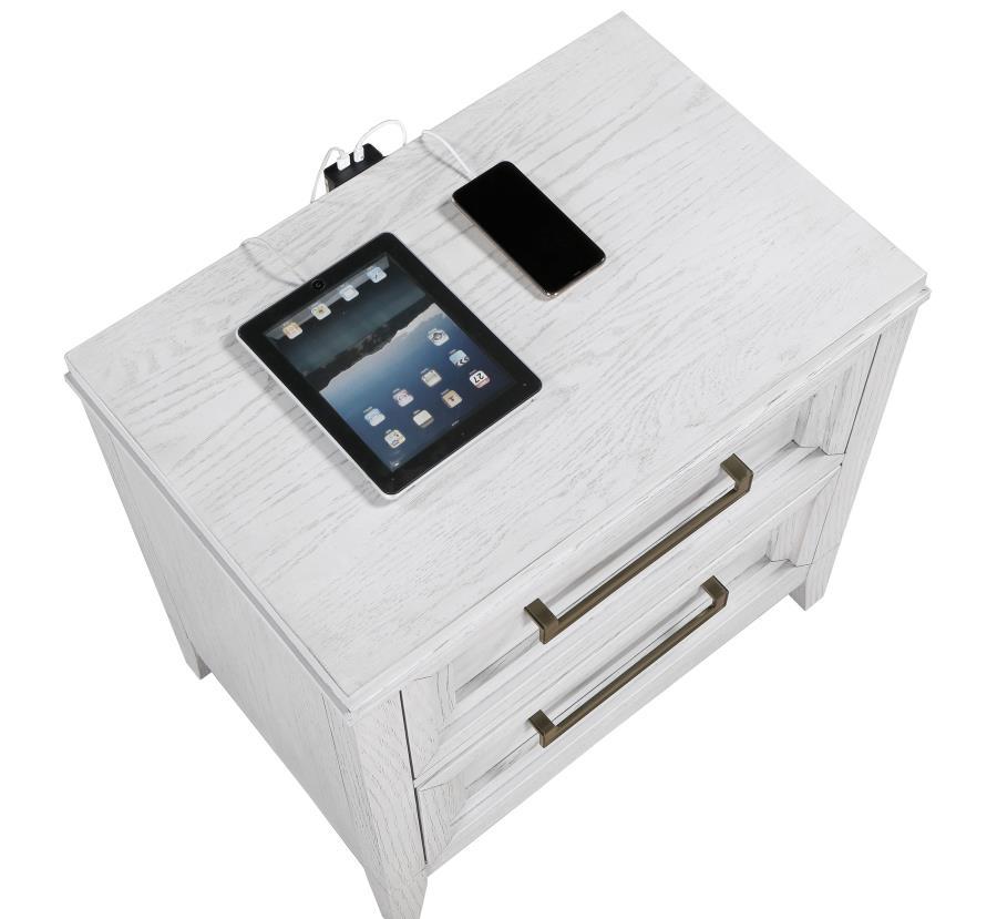 Marielle - 2-Drawer Nightstand Bedside Table - Distressed White by CoasterEveryday | Bel Furniture