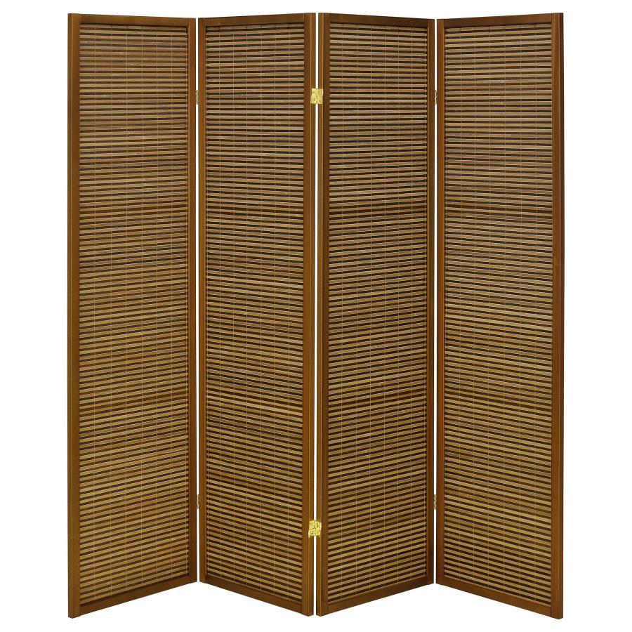 Browning - 4-Panel Bamboo Room Divider Folding Screen - Walnut by Coaster Fine Furniture | Bel Furniture