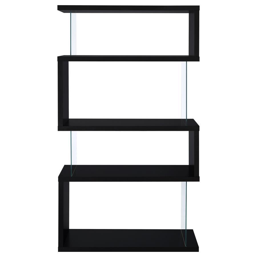 Emelle - 4-Shelf Glass Panel Bookshelf by CoasterEveryday | Bel Furniture