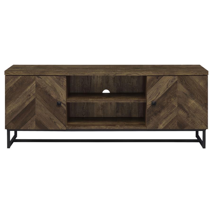 Myles - 2 Door Engineered Wood TV Stand - Rustic Oak by CoasterEssence | Bel Furniture