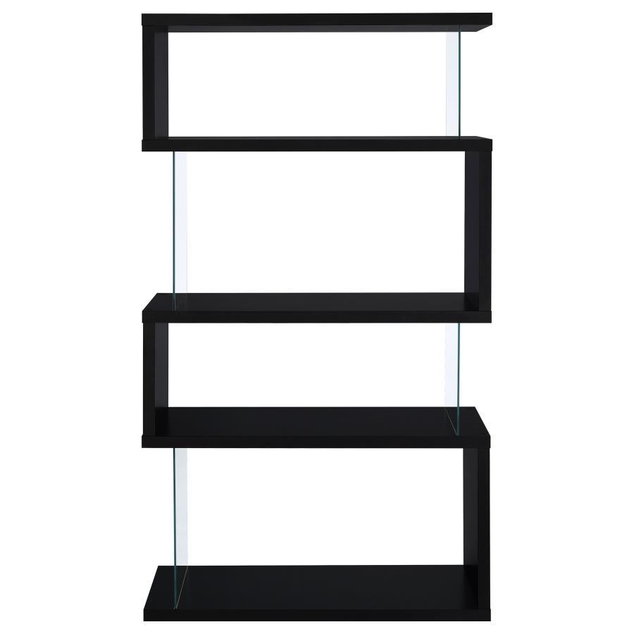 Emelle - 4-Shelf Glass Panel Bookshelf by CoasterEveryday | Bel Furniture