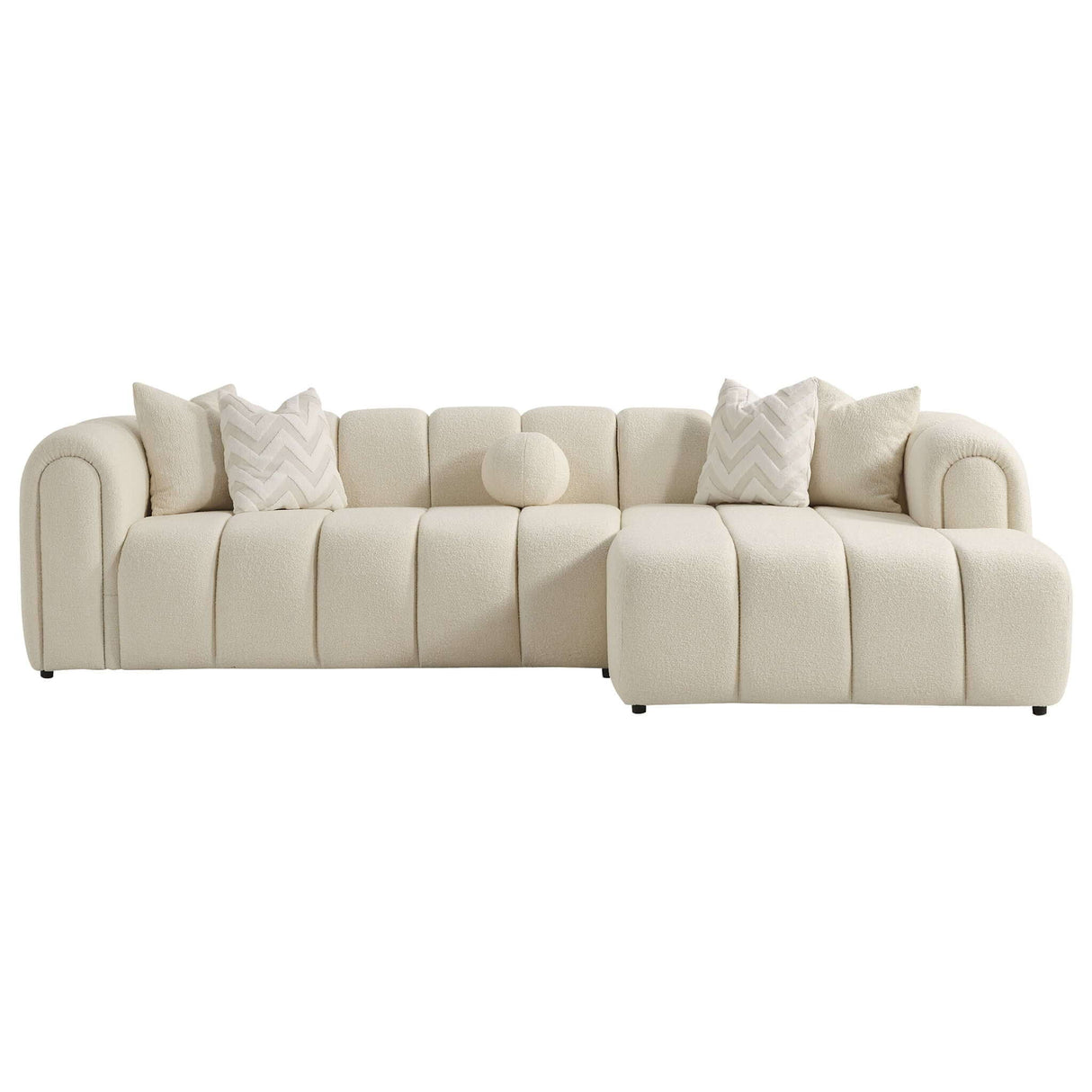 Beatrice - Modern Tufted Right Sectional Sofa - Ivory