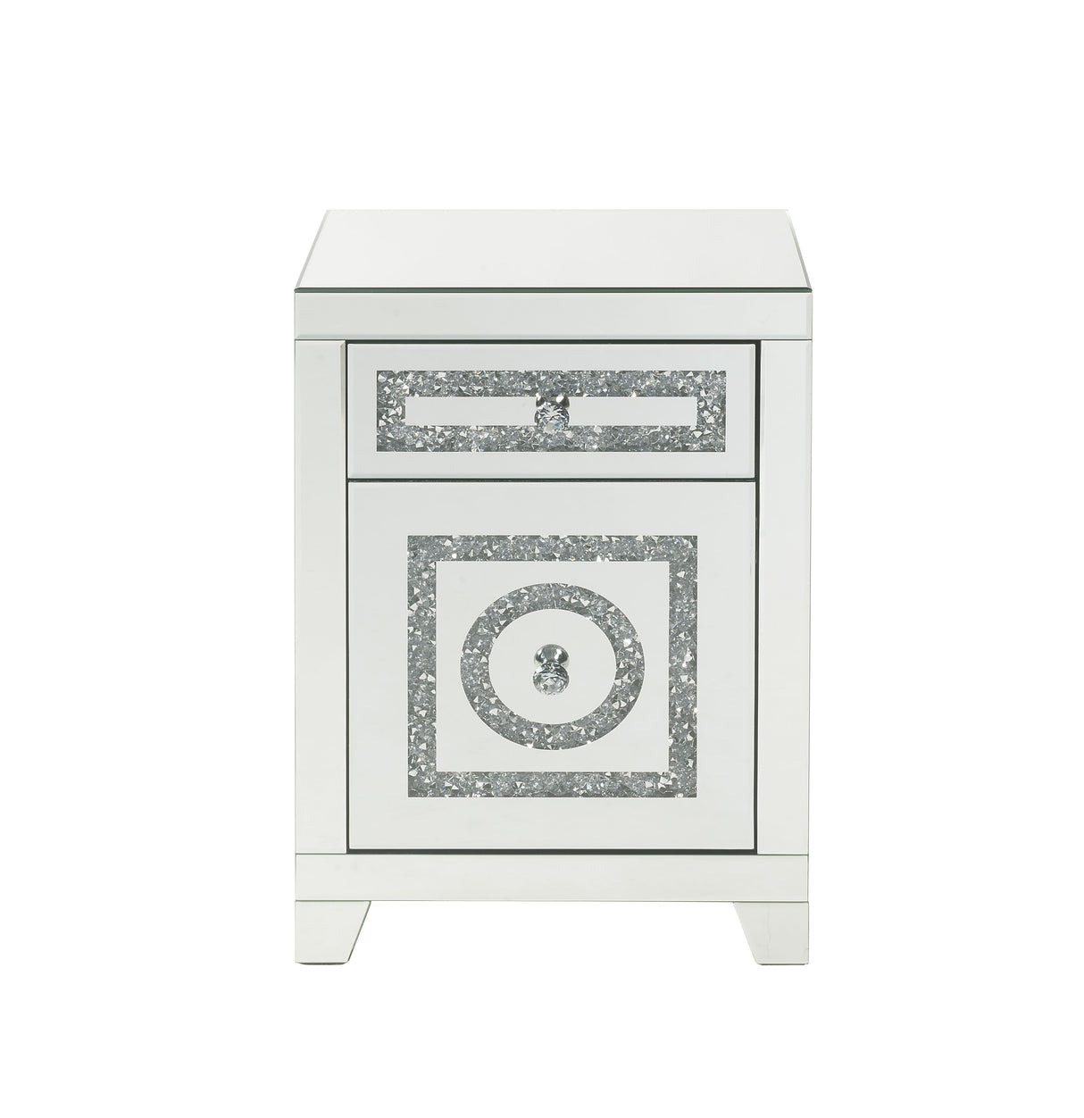 Noralie - Accent Table Mirrored Faux Dimaonds - Silver by Urban Nest | Bel Furniture