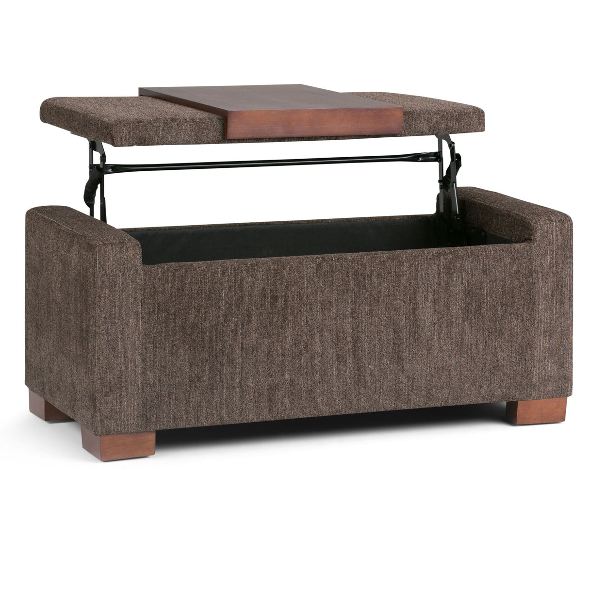 Bretton - Lift Top Storage Ottoman - Deep Umber Brown by Simpli-Home | Bel Furniture