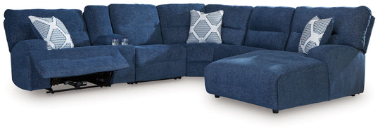 Acklen Place - Reclining Sectional Blue 6 Pc. Power Reclining Sectional With RAF Power Reclining Back Chaise by Signature Design by Ashley® | Bel Furniture