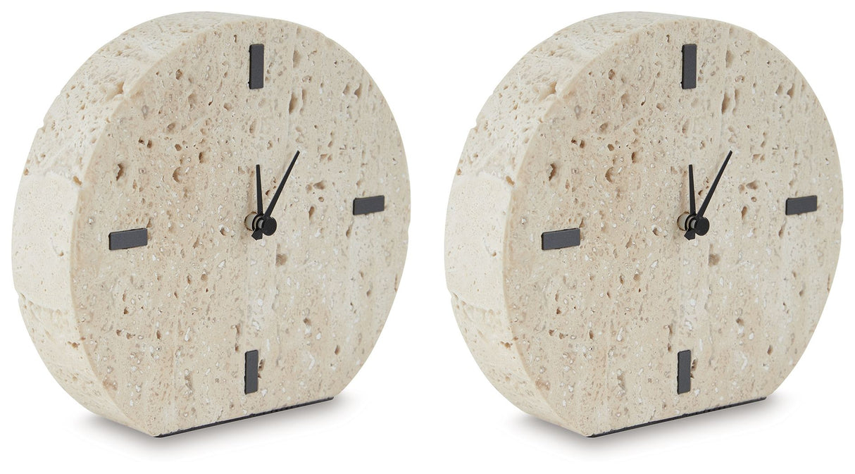 Donfordson - Table Clock Beige 2 Pieces by Signature Design by Ashley® | Bel Furniture