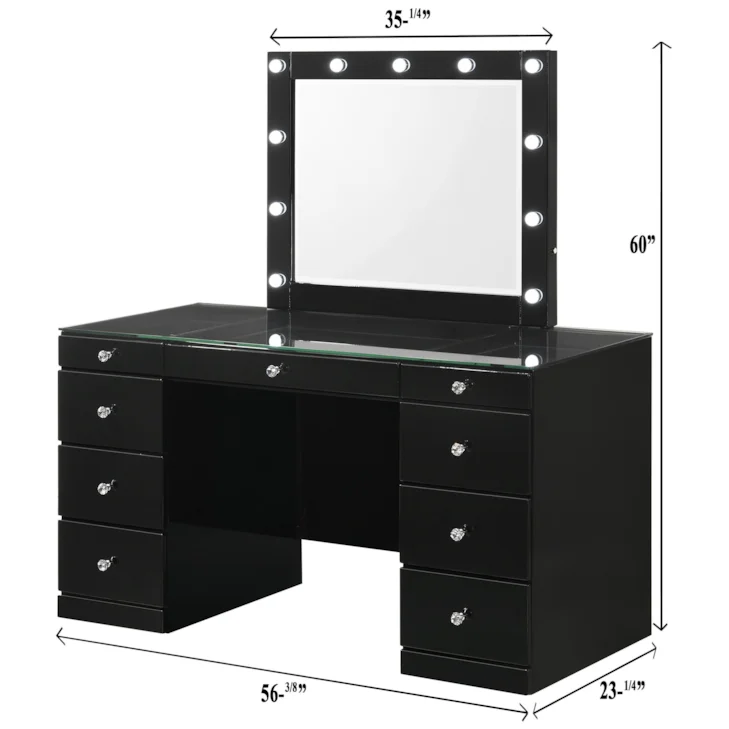 Avery Vanity Top W/Led Black