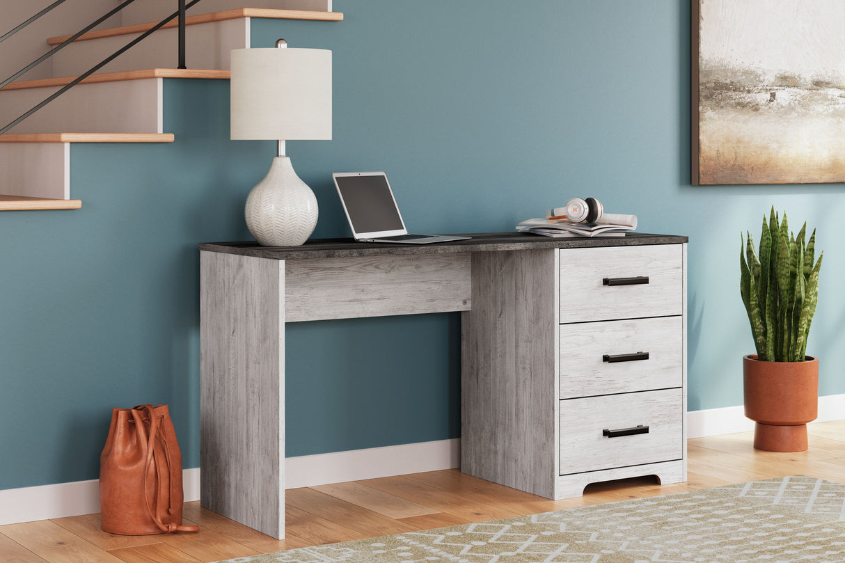 Shawburn - White / Dark Charcoal Gray - Home Office Desk by Signature Design by Ashley® | Bel Furniture