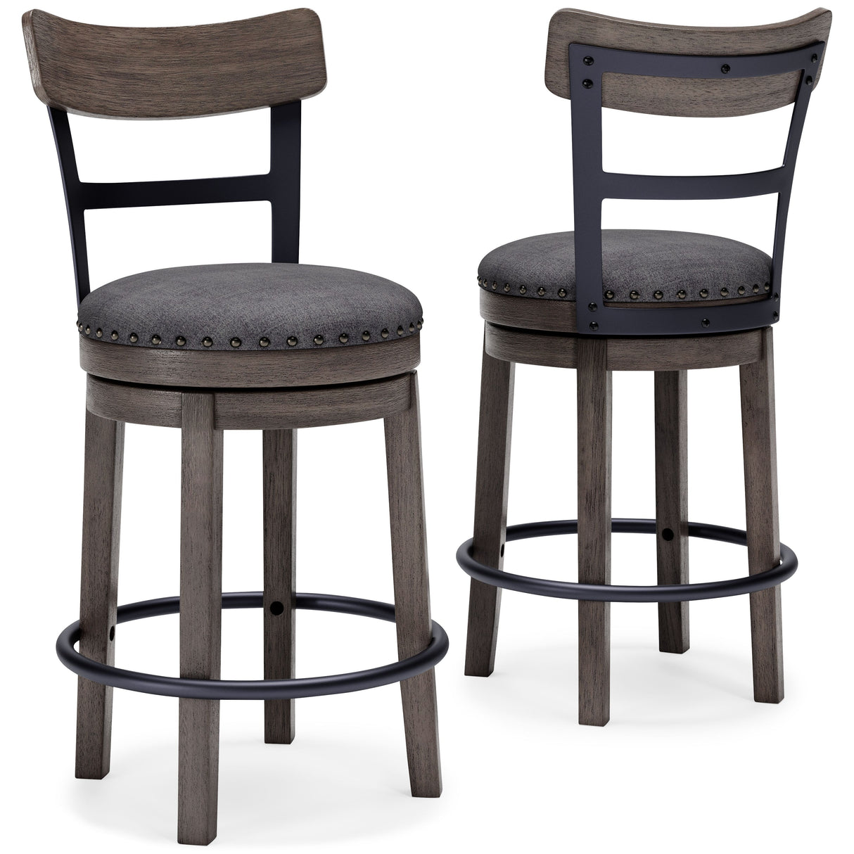 Caitbrook - Gray - UPH Swivel Barstool by Signature Design by Ashley® | Bel Furniture
