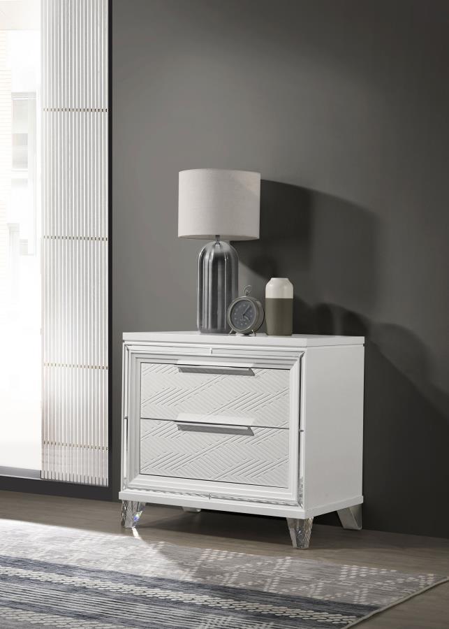 Marmore - 2-Drawer Nightstand Bedside Table - White by Coaster Fine Furniture | Bel Furniture