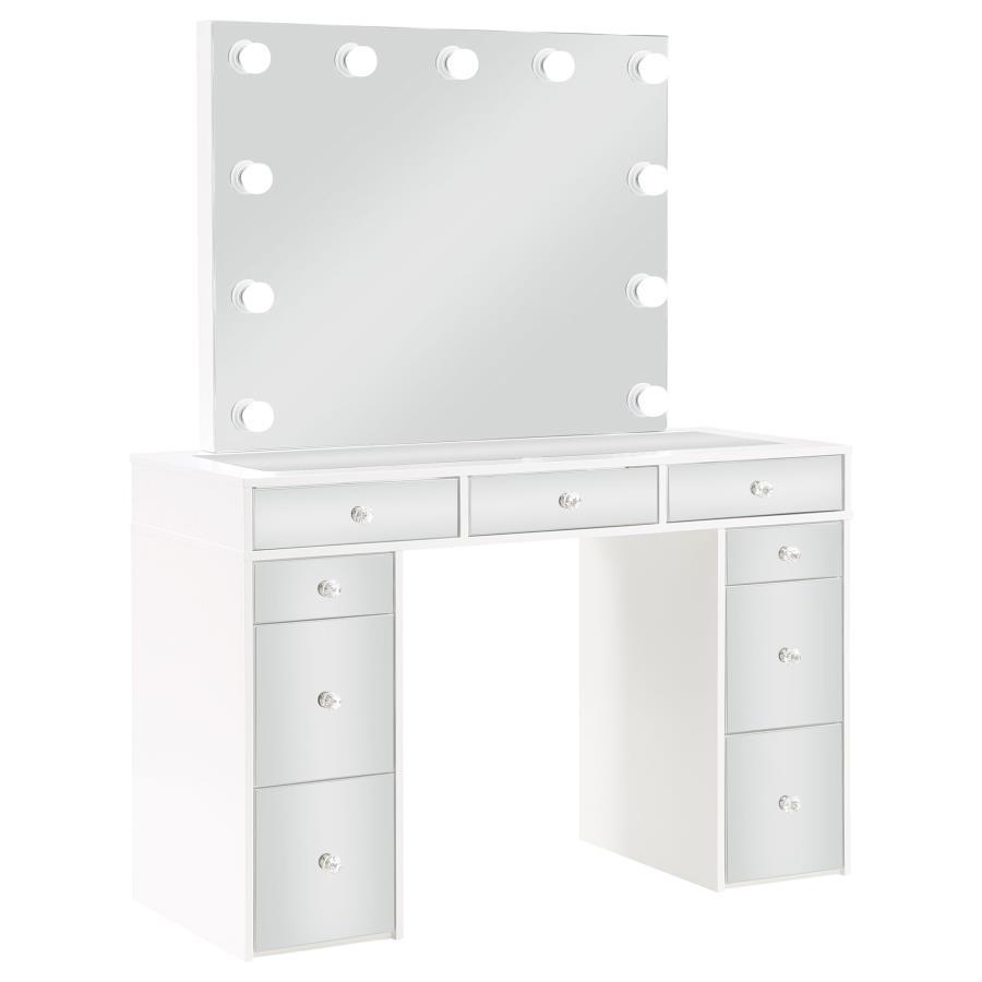 Regina - Makeup Vanity Table Set With Lighting - White by Coaster Fine Furniture | Bel Furniture