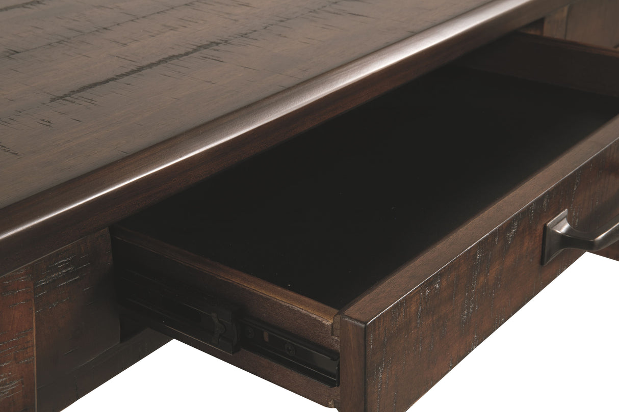 Baldridge - Rustic Brown - Home Office Large Leg Desk by Signature Design by Ashley® | Bel Furniture
