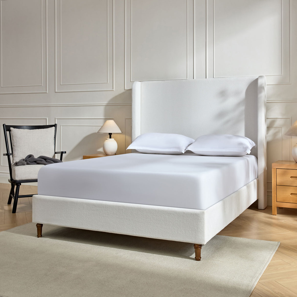 Harper - Tall Headboard Upholstered Bed / High Headboard / Elegant Simplicity / No Box Spring Needed