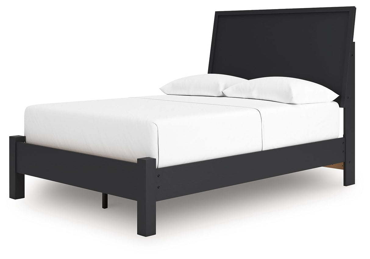 Danziar - Full Panel Bed With Low Footboard - Black