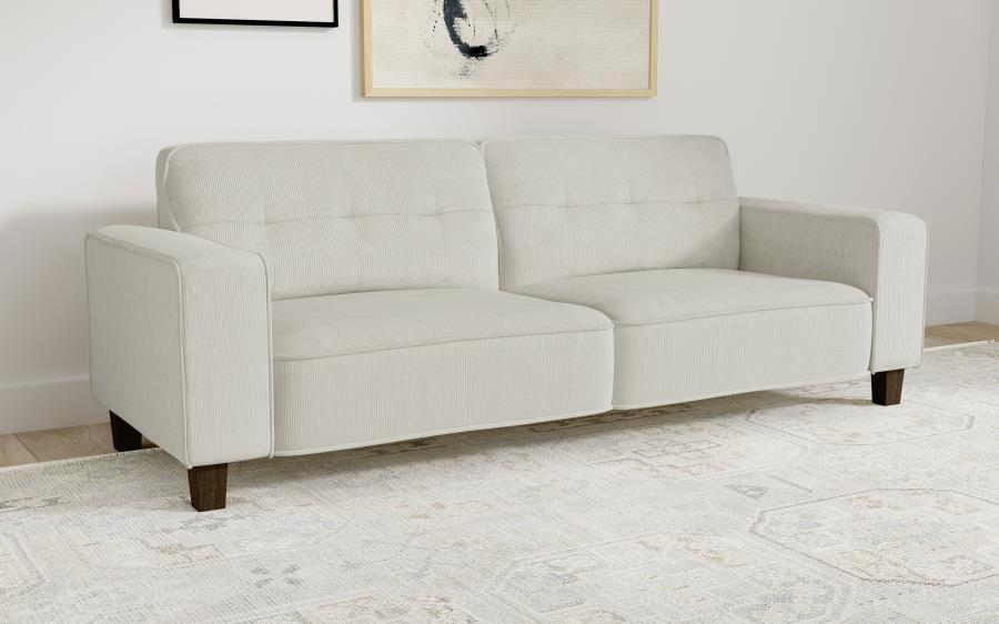 Deerhurst - Upholstered Track Arm Tufted Sofa - Greige by Coaster Fine Furniture | Bel Furniture