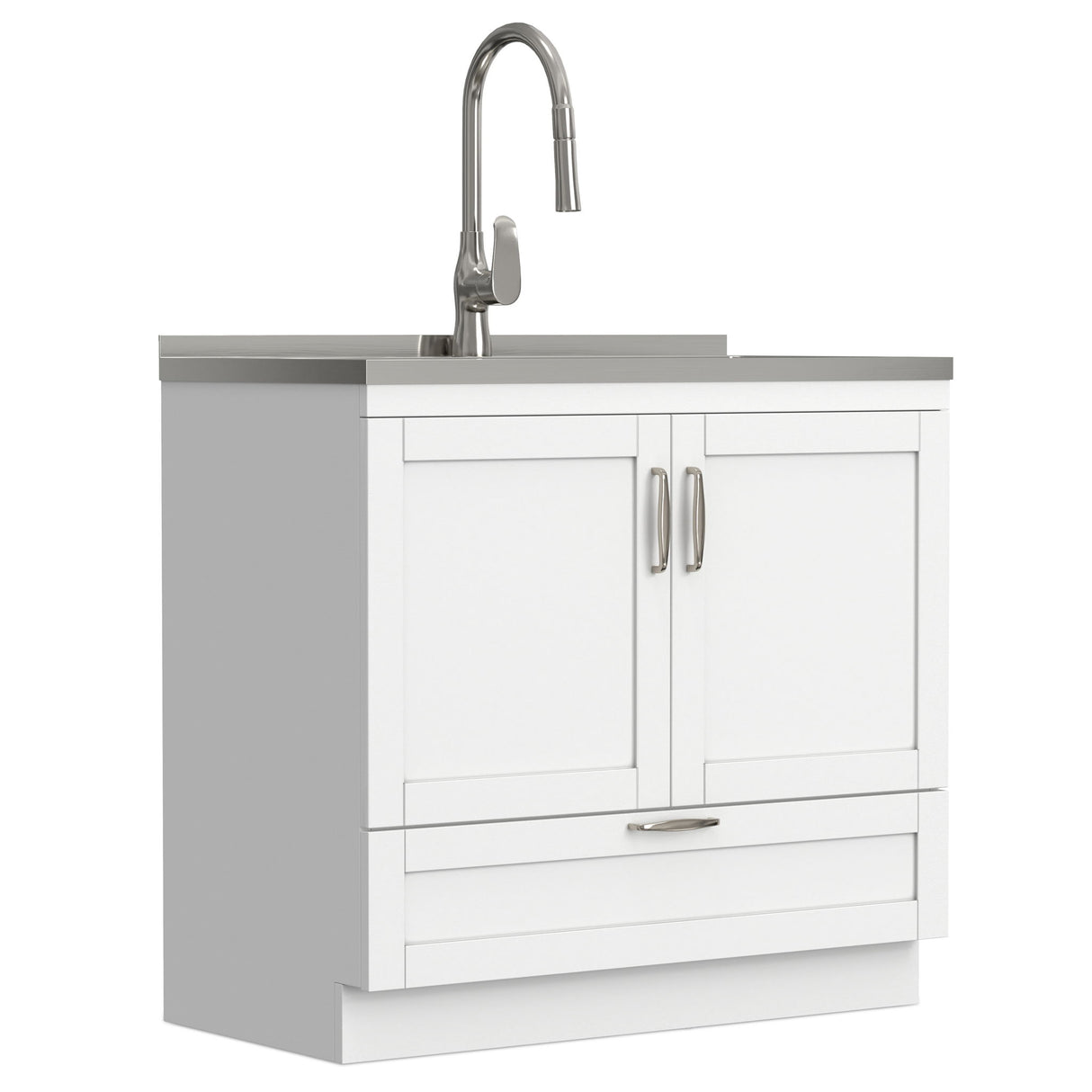 Reed - Deluxe Laundry Cabinet With Pull-Out Faucet And Stainless Steel Sink