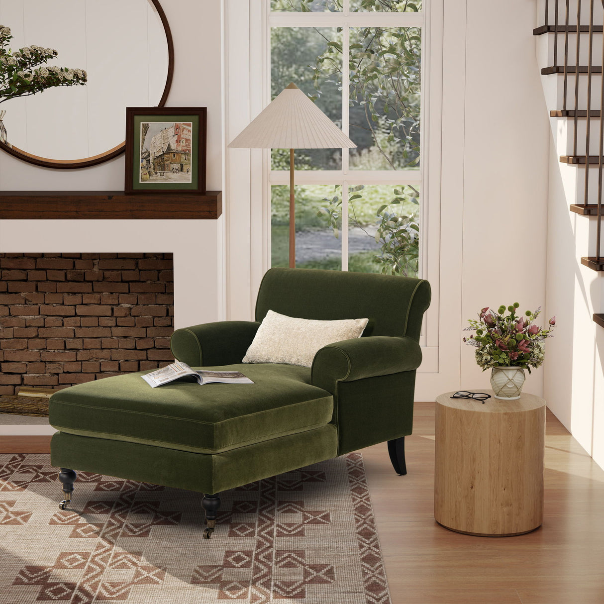 Alana Lawson - Chaise Lounge Chair - Olive Green by Jennifer Taylor Home | Bel Furniture