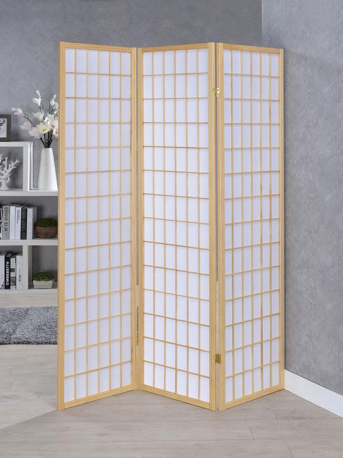 Carrie - 3-Panel Room Divider Folding Shoji Screen by CoasterEveryday | Bel Furniture