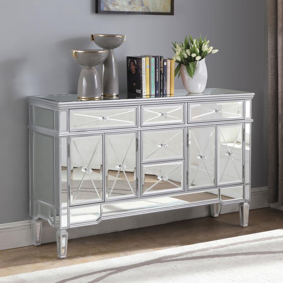 Duchess - 5-Drawer Mirrored Storage Accent Cabinet - Silver by CoasterElevations | Bel Furniture