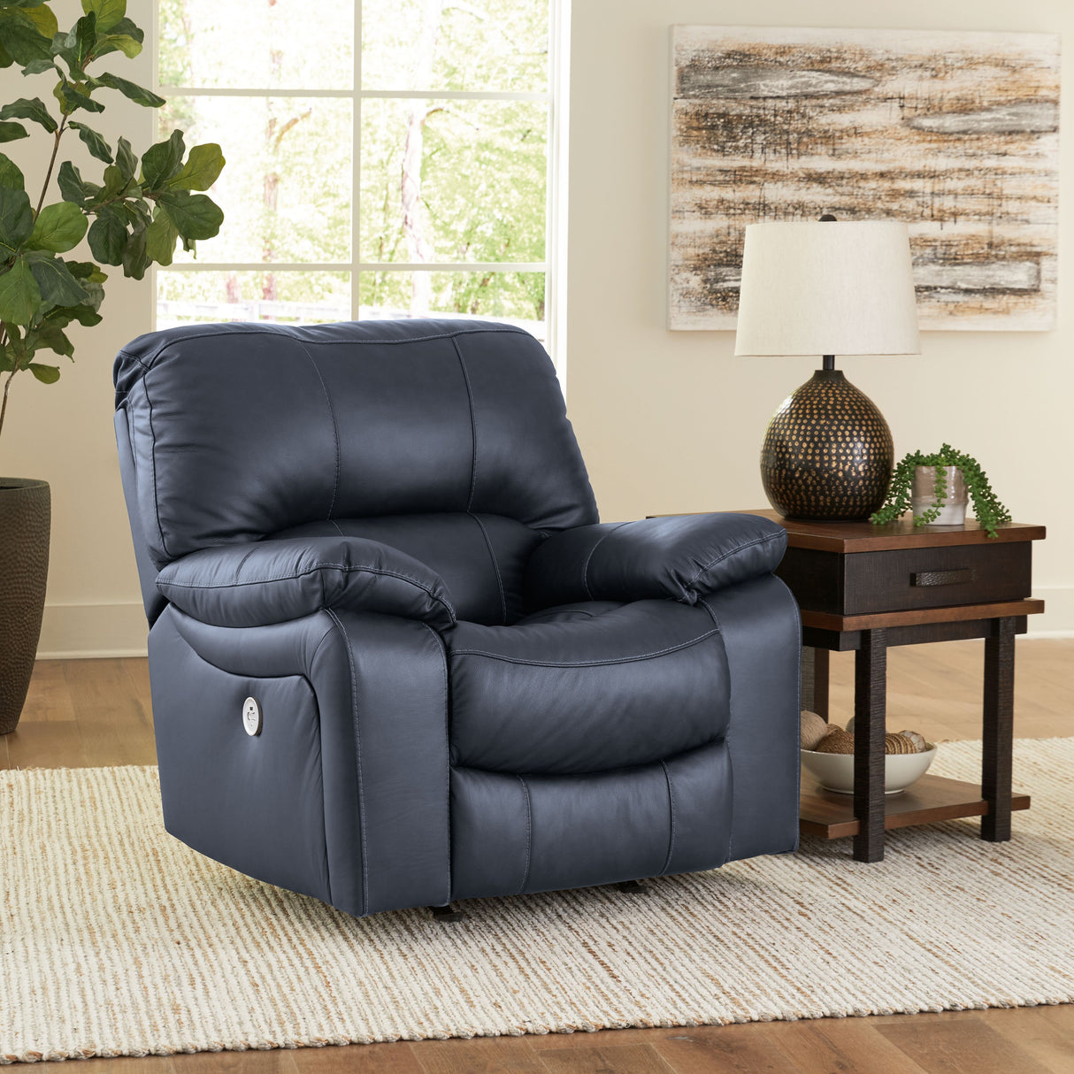 Leesworth - Ocean - 3 Pc. - Power Reclining Sofa, Power Reclining Loveseat, Power Rocker Recliner by Signature Design by Ashley® | Bel Furniture