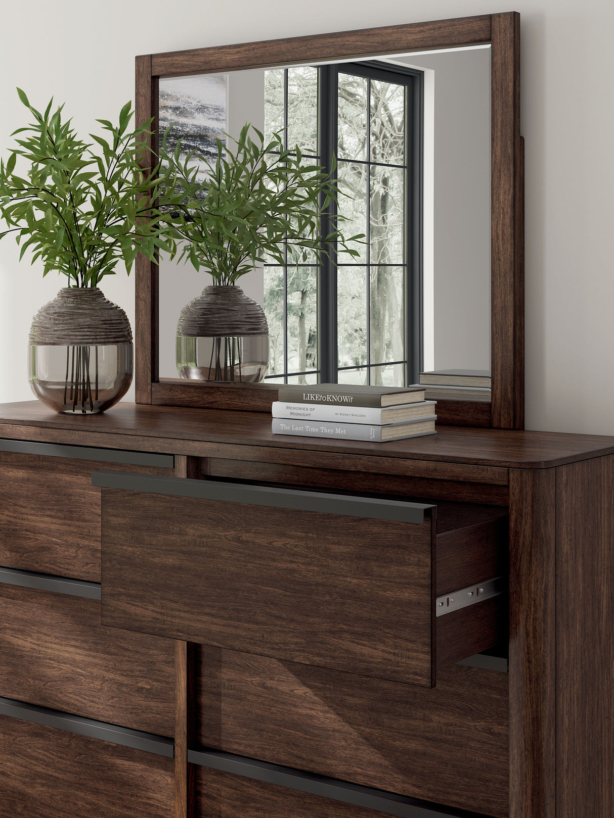 Dilenno - Dark Brown - Dresser And Mirror by Signature Design by Ashley® | Bel Furniture