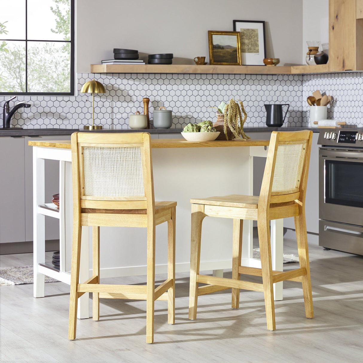 Transitional Counter Stool (Set of 2) - Natural by Walker Edison | Bel Furniture