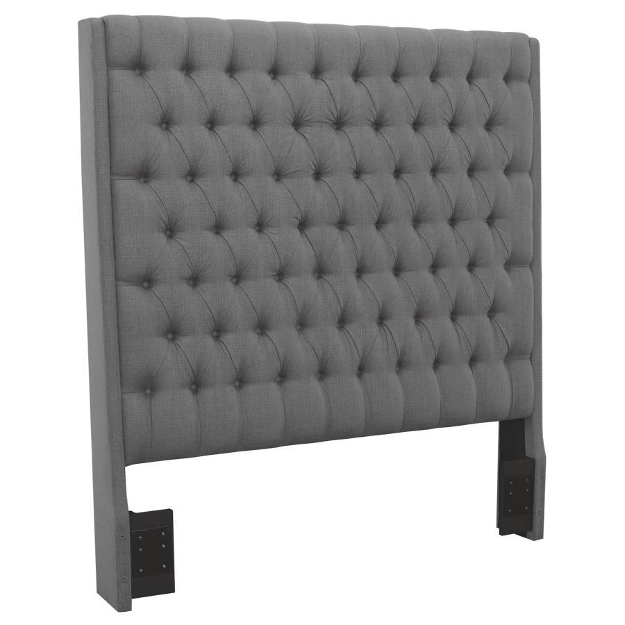 Camille - Upholstered California King Panel Headboard - Gray by CoasterEssence | Bel Furniture