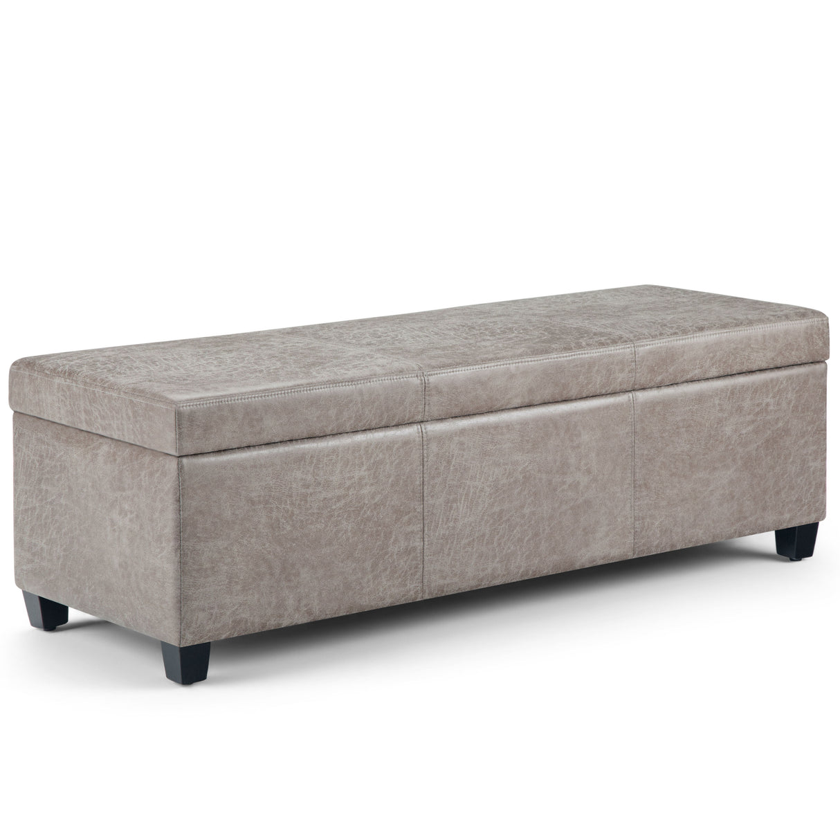 Avalon - Multifunctional Storage Ottoman Bench Pearl Silver 48.4"W x 18.1"D x 16.1"H Faux Leather by Simpli-Home | Bel Furniture