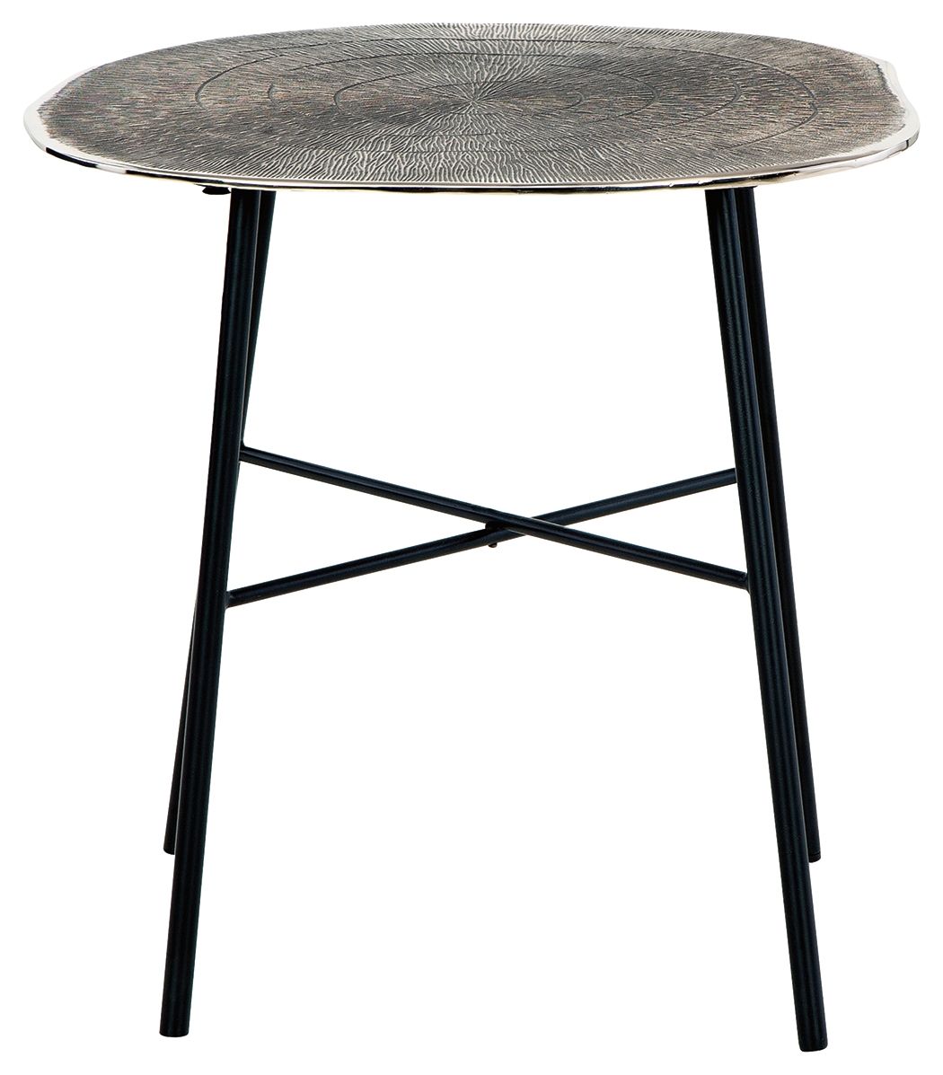 Laverford - Chrome / Black - Round End Table by Signature Design by Ashley® | Bel Furniture