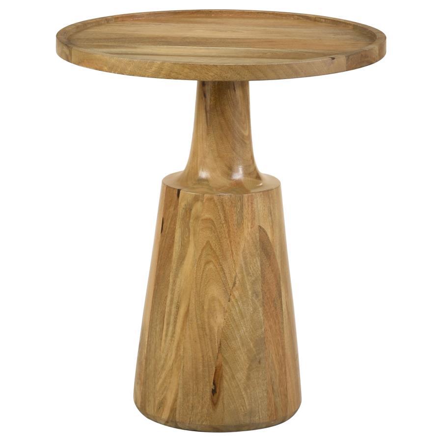 Ixia - Round Solid Mango Wood Accent Side Table Light Brown by CoasterEssence | Bel Furniture