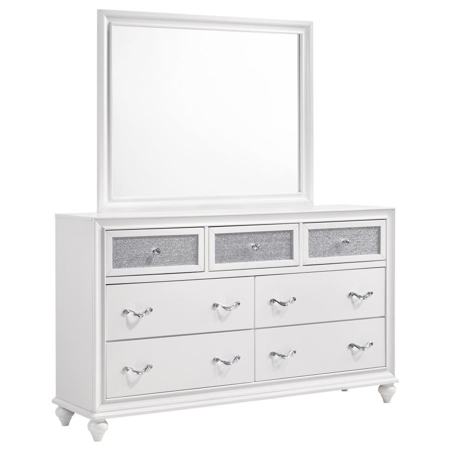 Barzini - 7-drawer Dresser With Mirror White by CoasterEveryday | Bel Furniture