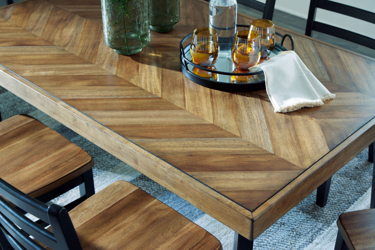 Blondon - Brown / Black - Rectangular Drm Table Set (Set of 7) by Signature Design by Ashley® | Bel Furniture