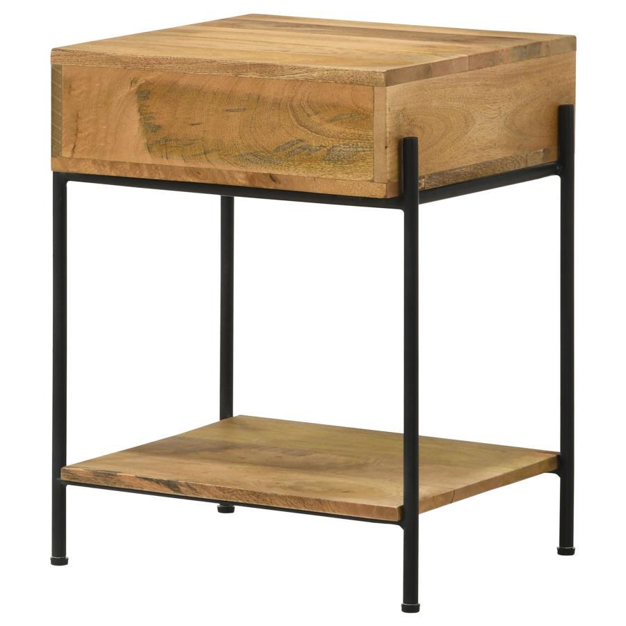 Declan - 1-Drawer Wood Accent Side Table - Natural Mango by CoasterEssence | Bel Furniture
