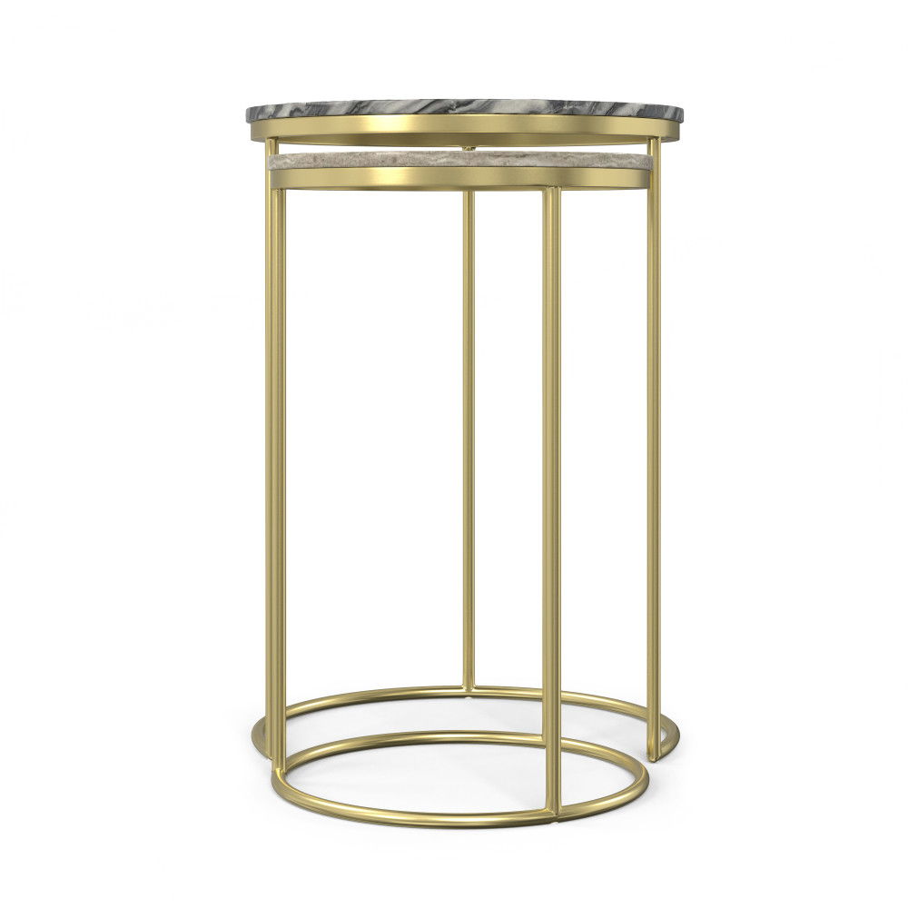 Ashley - 2 Piece Nesting Table - Gold by Simpli-Home | Bel Furniture