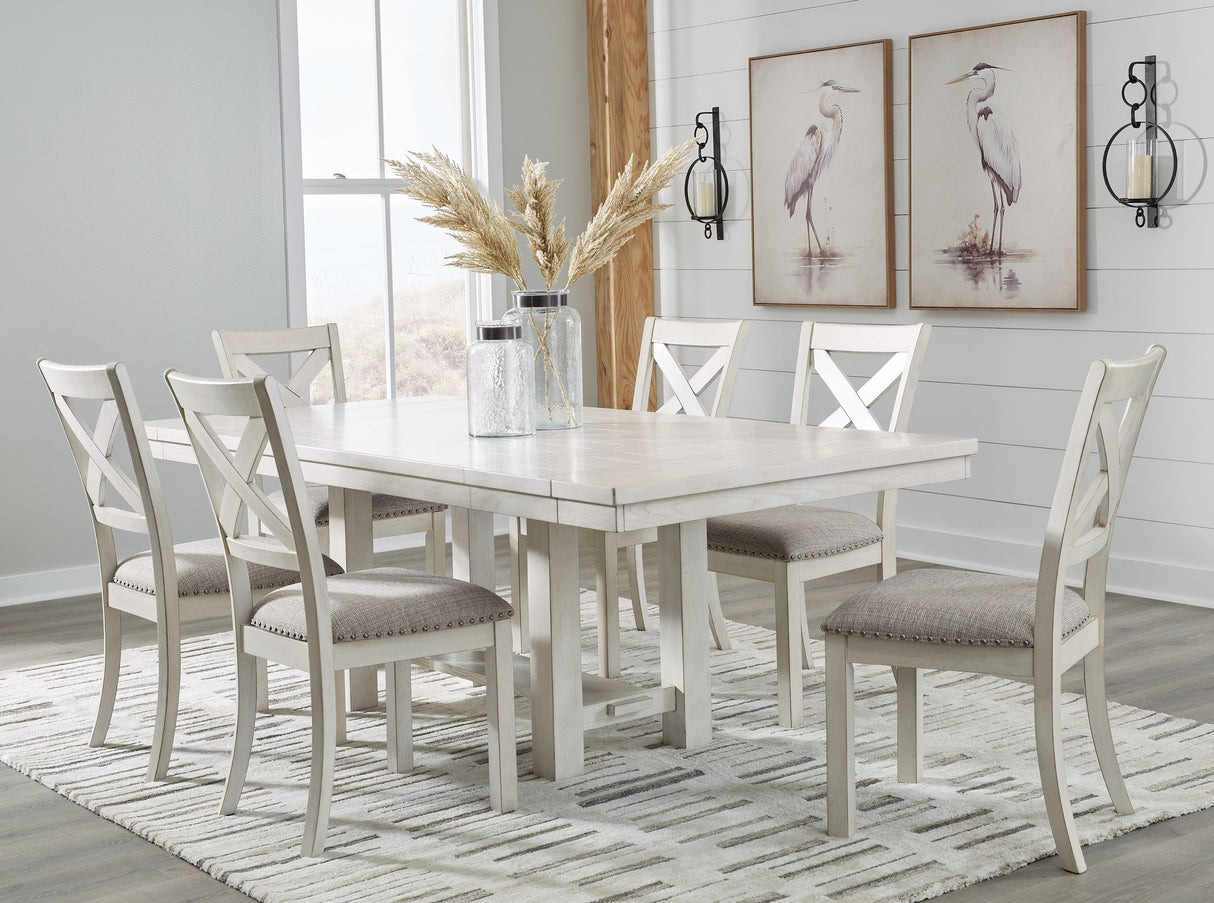 Robbinsdale - Rectangular Dining Room Extension Table Set White 7 Pc. Table, 6 Chairs by Signature Design by Ashley® | Bel Furniture