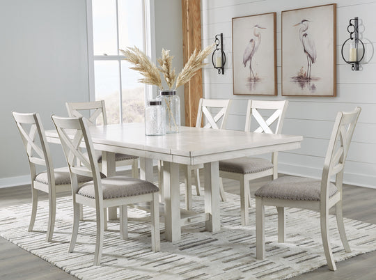 Robbinsdale - Rectangular Dining Room Extension Table Set White 7 Pc. Table, 6 Chairs by Signature Design by Ashley® | Bel Furniture