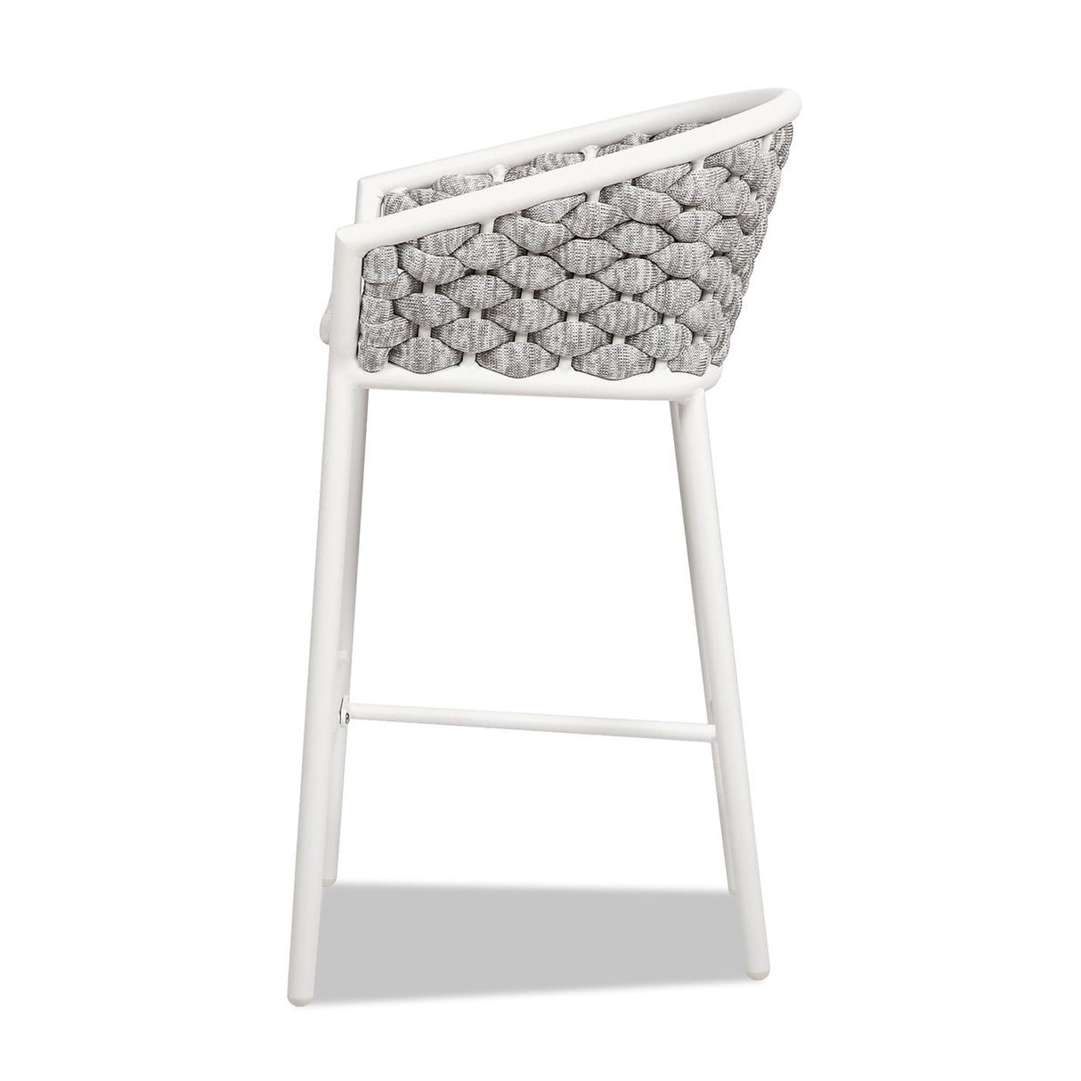 Rowan - Rope Barrel Low Back Patio Counter Stool (Set of 2) - Optic White by Jennifer Taylor Home | Bel Furniture