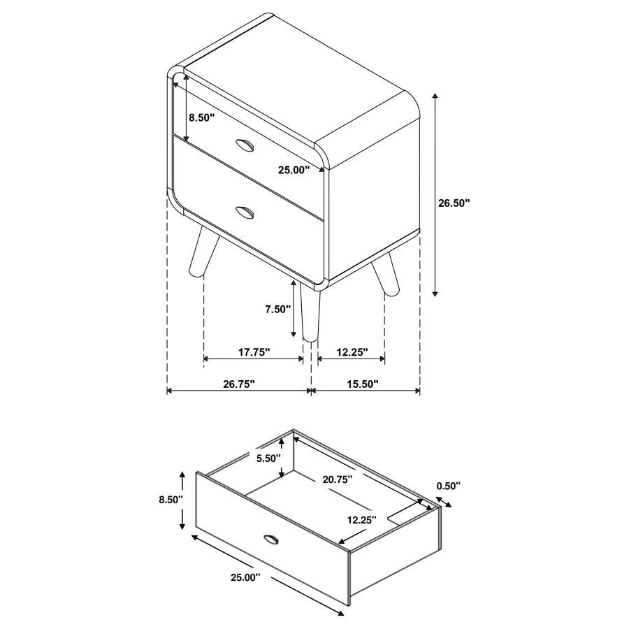 Robyn - 2-Drawer Nightstand by CoasterEssence | Bel Furniture