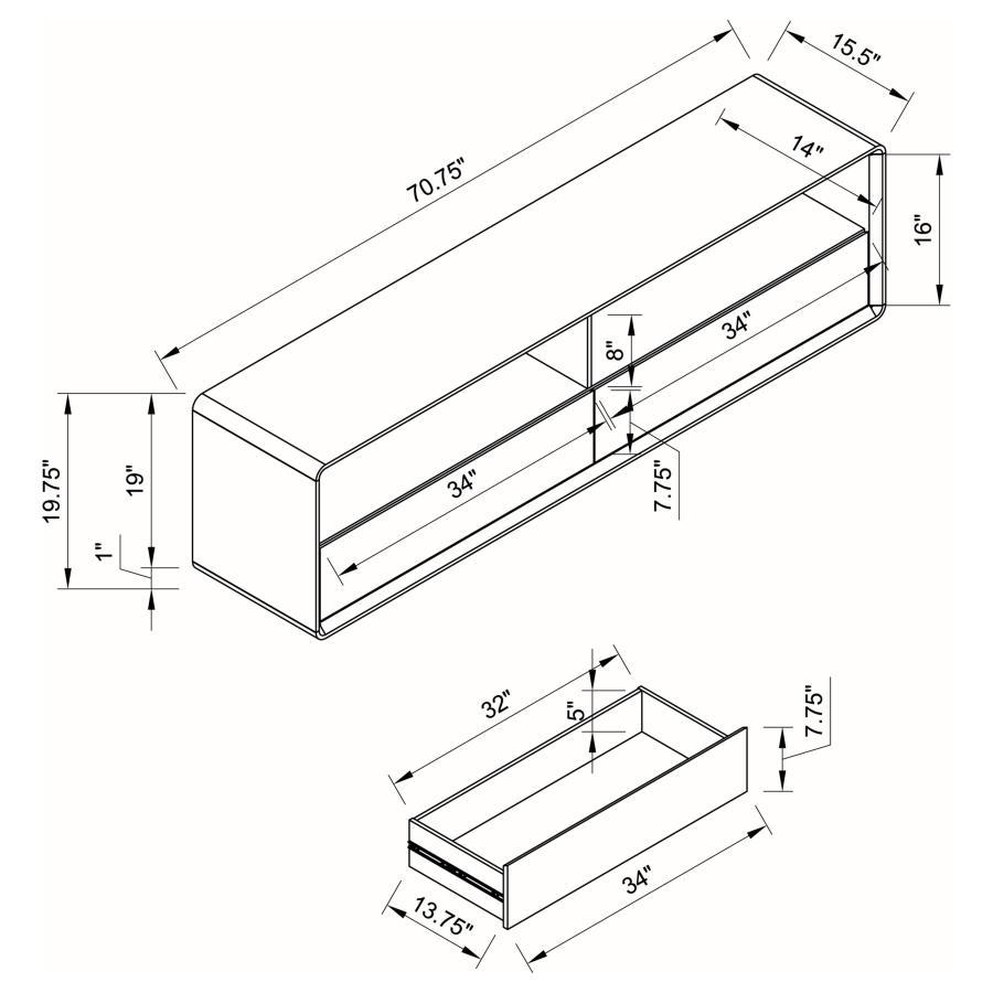 Ellice - TV Stand Media Console - White by Coaster Fine Furniture | Bel Furniture