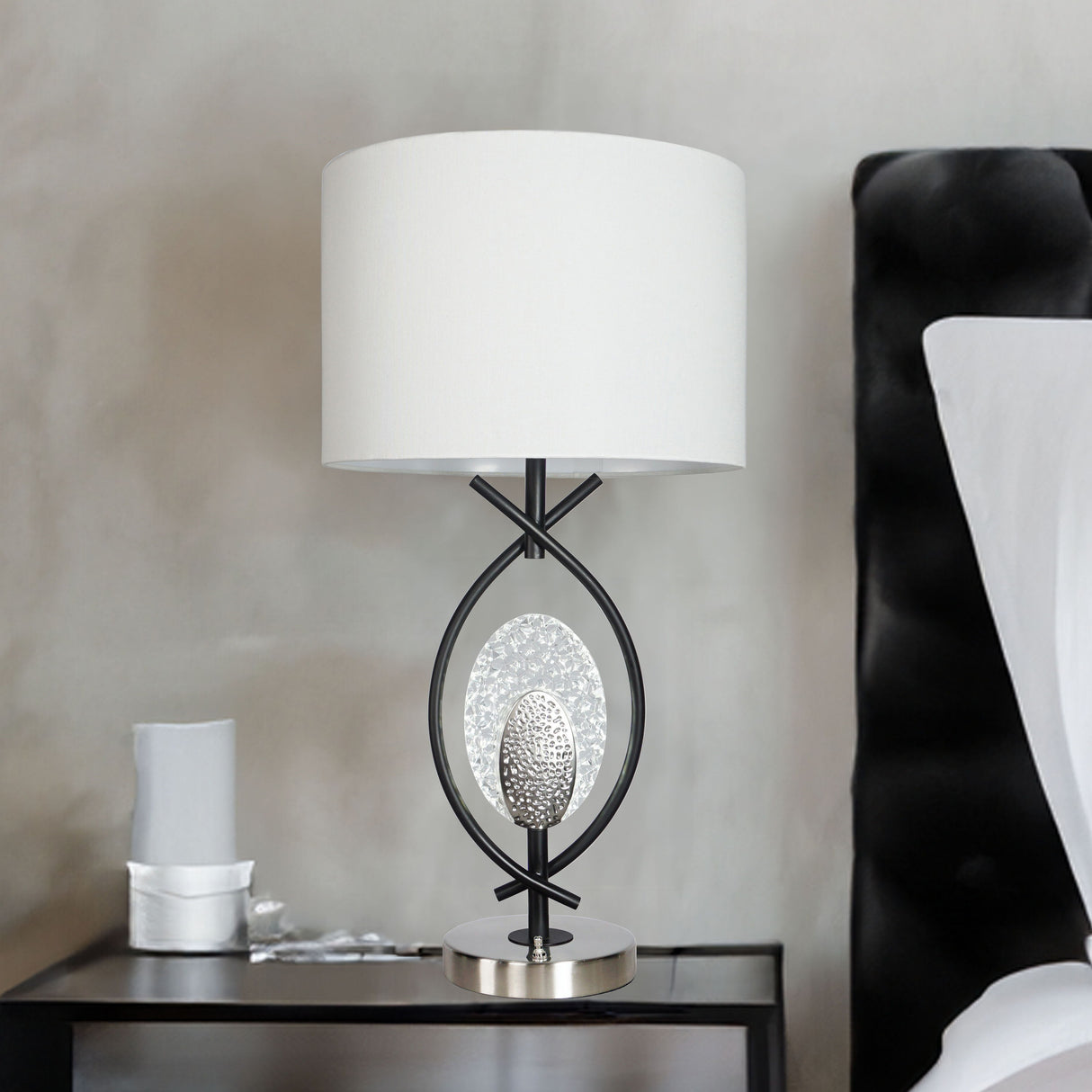 Table Lamp - Black and White by Crown Mark | Bel Furniture